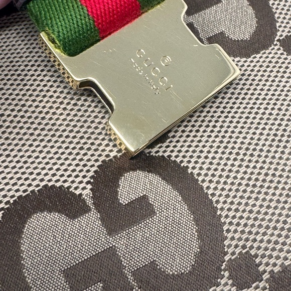 💯Authentic GUCCI Monogram Jumbo GG Textured Dollar Calf Skin Web Belt/Body Bag - Picture 9 of 11